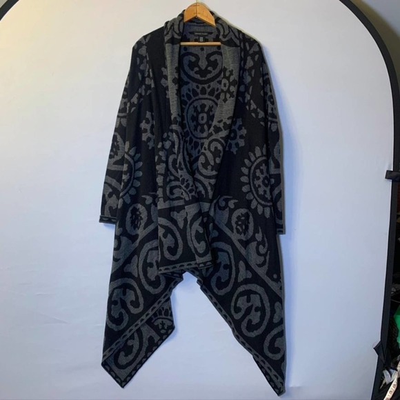 ADRIENNE Vittadini drape collar cardigan gray S/M - Picture 1 of 9